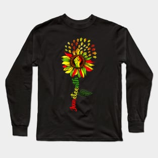 Juneteenth Sunflower Fist Black History African American Long Sleeve T-Shirt